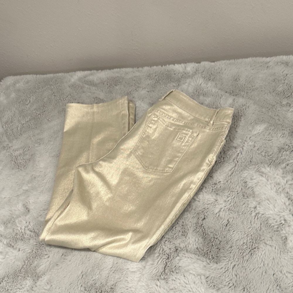 Business Casual Metallic Liz Claiborne Metallic Taupe Boot Cut Jeans